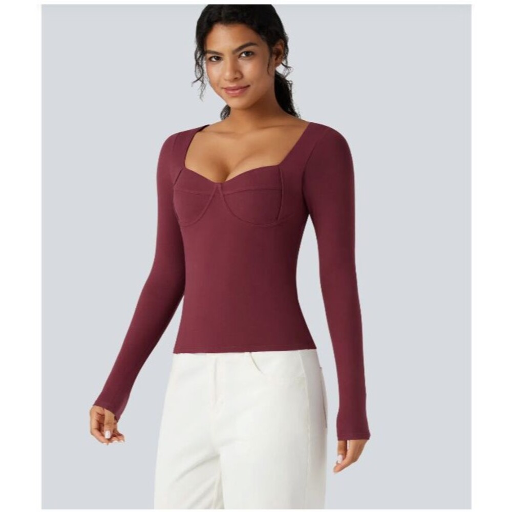 Halara HeatCore Push Up Long Sleeve Top-Large-Warming-Molded Cups-LIned-NEW